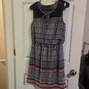 BeBop Black and White Lace-Effect Sleeveless Dress